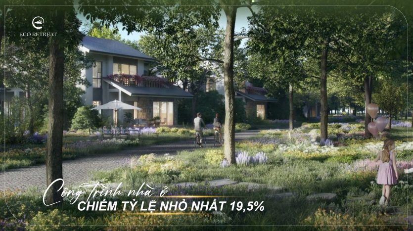 Diện tích xây dựng chiếm tỷ lệ rất nhỏ chỉ 19.5% tại Eco Retreat